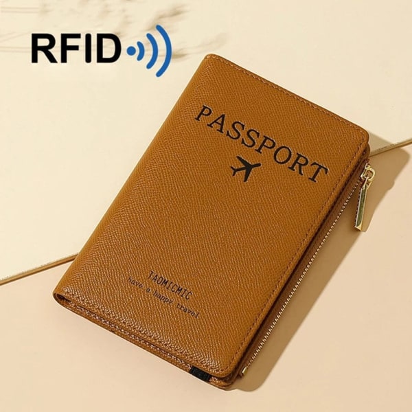 RFID PU Läder Passport Cover Bag Dokumentpaket Travel Black