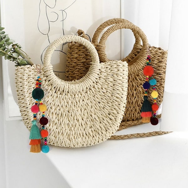 Fluffig pompom boll tofs nyckelring nyckelring berlock hängande väska hängande dekoration orange