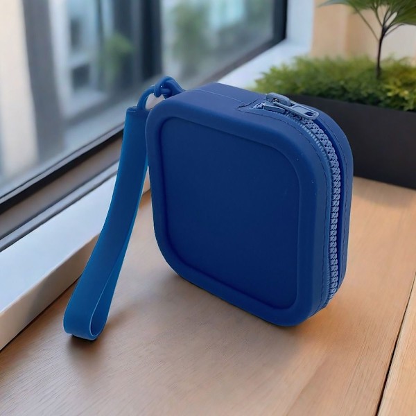 Vattentät plånbok Myntväska Mini Zipper Silikon Organizer Travel Pouch Hörlursväska dark blue