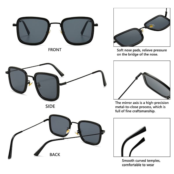 Vintage Metal Steampunk Solglasögon Snygga Retro Shades UV400 glasögon Silver-Light blue