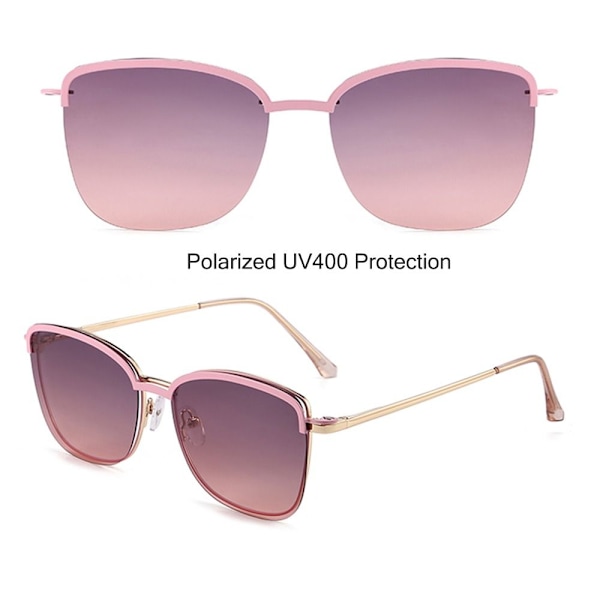 Metallram Anti Blue Light Glasögon med 1Pc Magnetic Polarized Clip-On solglasögon Beige frame