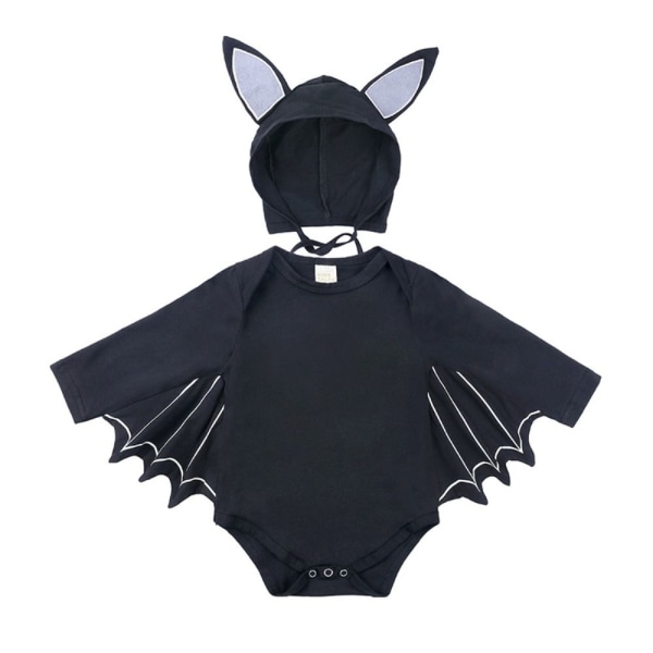 Baby Halloween kostymer Fladdermus Design Body Bomull Jumpsuit med hatt 100(18-24M)