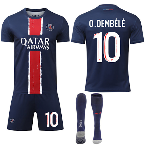 2024-2025 Paris Saint-Germain Hjemme Barn Voksen Fotballdrakt Sett Med Sokker No.10 O.Dembélé 26