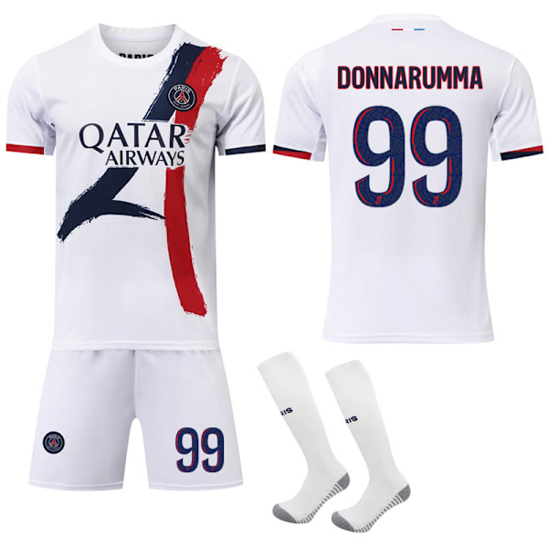 2024-2025 Paris Saint-Germain Vieraslasten Aikuisten Valkoinen Jalkapallopaita Setti Sukkien Kanssa No.99 DONNARUMMA L