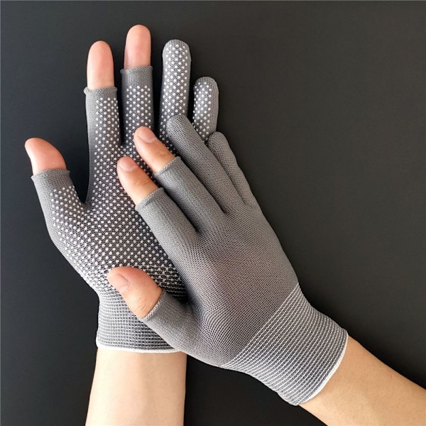 Halkskyddade fiskehandskar 2 fingrar Antisladd cykelsporthandskar grey