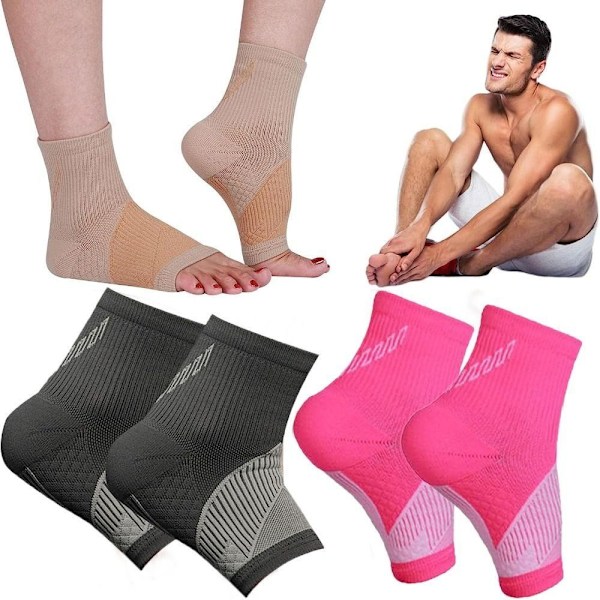 Kompressionsstrumpor Ankelärmar för Arch Support Achilles tendonitis och fotsmärta Rose Red L