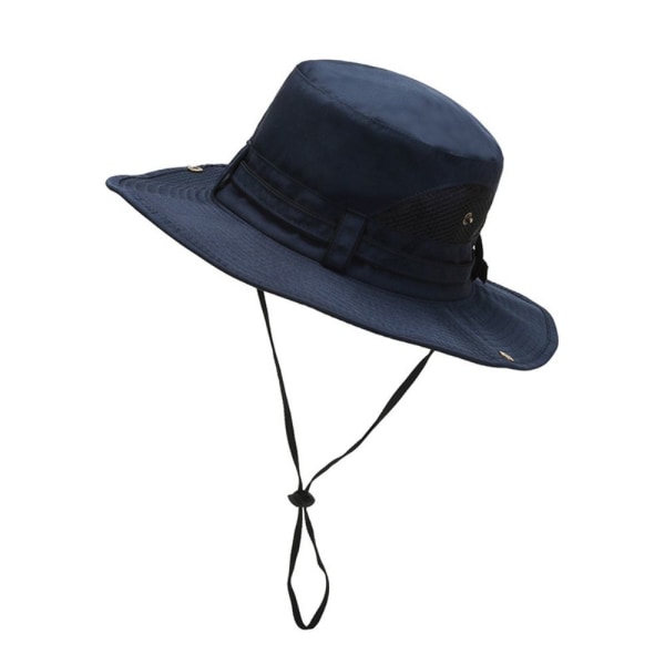 Sommar Män Bucket Hat Utomhus Bred Brätte Vandring Hat Mesh Beach Cap Fiske Hatt blue