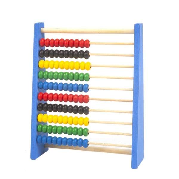 Intelligensutveckling Trä Abacus Barn Tidig Math Educational Learning Toy Blue-L