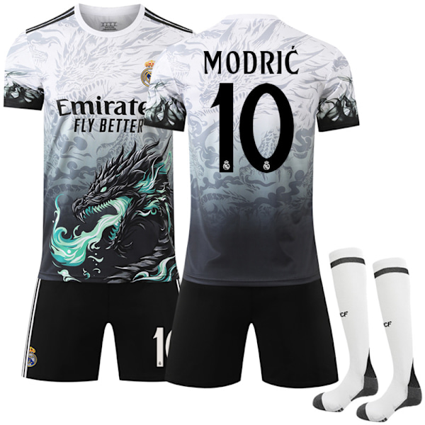 2024-2025 Real Madrid Lasten Aikuisten Erikoispainos Jalkapallopaita Sukkien Kanssa No.10 Modric XS