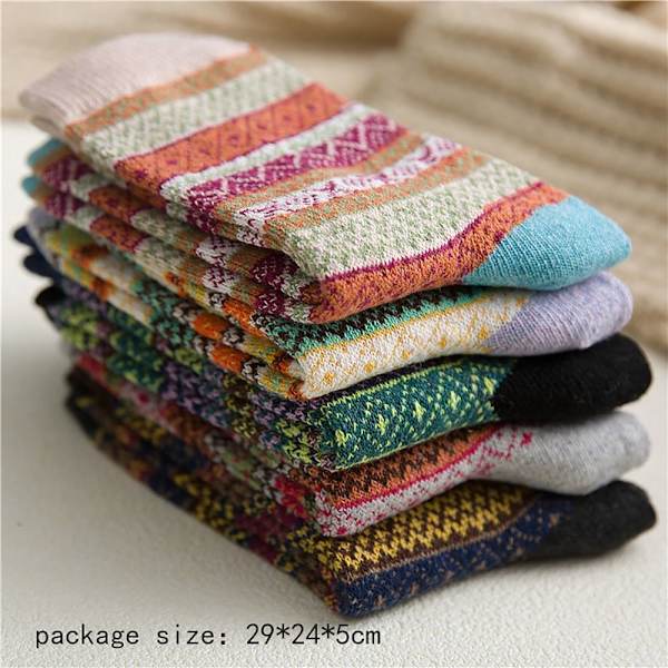 5 Par Dam Vinter Tjocka Strumpor Thermal Strumpor D