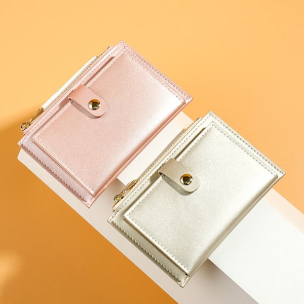Läderplånböcker Mini Slim Hasp Handväska Multi-Cards Hållare Mynt Korta plånböcker purple