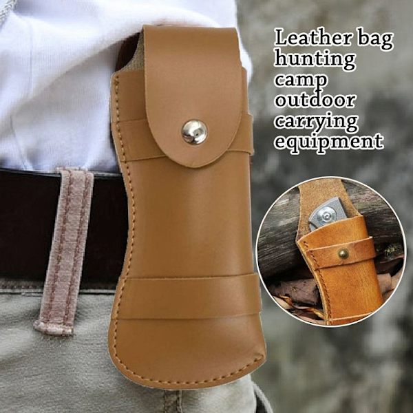 Utomhus Skida Ficklampa Bälte Hållare Läder Slida ficka Brown