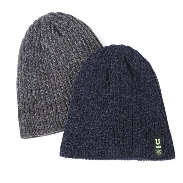 Vinterstickade mössor för män Mjuk Stretchmuff Beanies Cap Varm Slouchy Beanie Hatt coffee