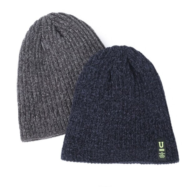 Vinterstickade mössor för män Mjuk Stretchmuff Beanies Cap Varm Slouchy Beanie Hatt red