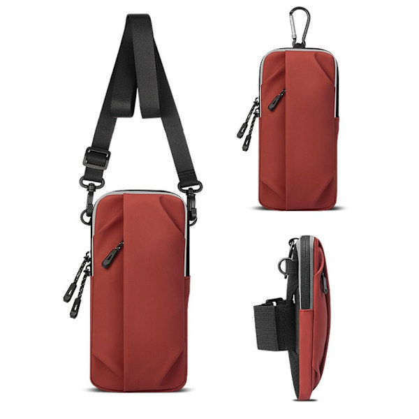 Sports Running Arm Bag Gym Bag Bum Bag Telefon 7 tums Armband Hip Wrist Bag red