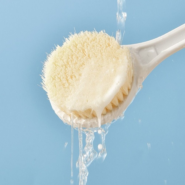 Badborste Långt skaft Mjukt hår Badborste Baksida Kulborste Badrumskroppsborstar Baksida Mud Scrub White