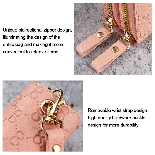 Kvinnor Läderplånbok Lång Plånbok Koppling Dragkedja Flerlagers Business Wallet Bag red