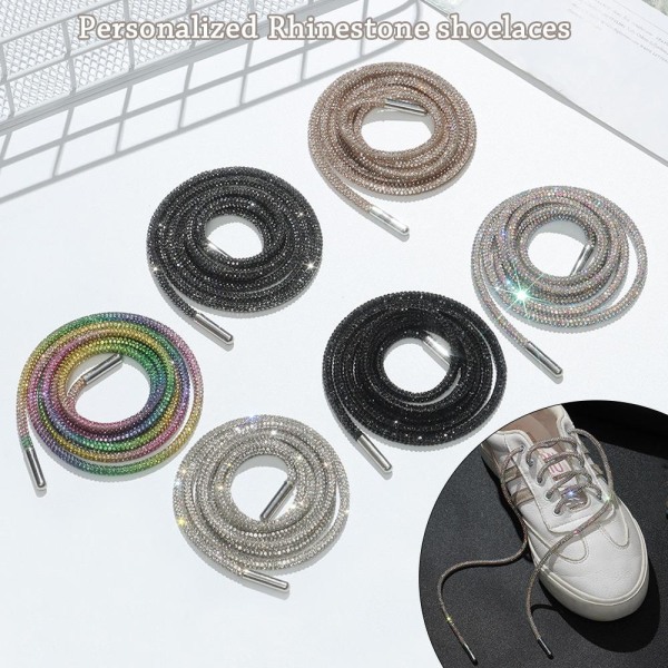 1 Par Lyxiga Rhinestone Skosnören Rainbow Diamond Rund Sko multicolor