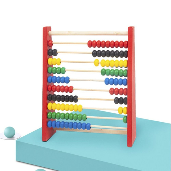 Intelligensutveckling Trä Abacus Barn Tidig Math Educational Learning Toy Log Color-S
