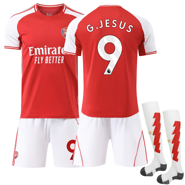 2025-2026 Arsenal Hemma Barn Vuxen Fotbollströja Kit med Strumpor No.9 G.JESUS XXL