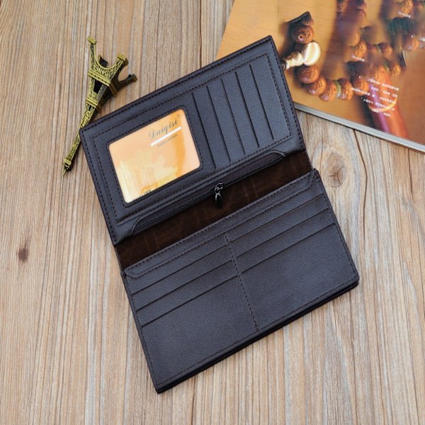 Män PU-läder Korthållare Plånbok Lång Money Clip Plånbok Black