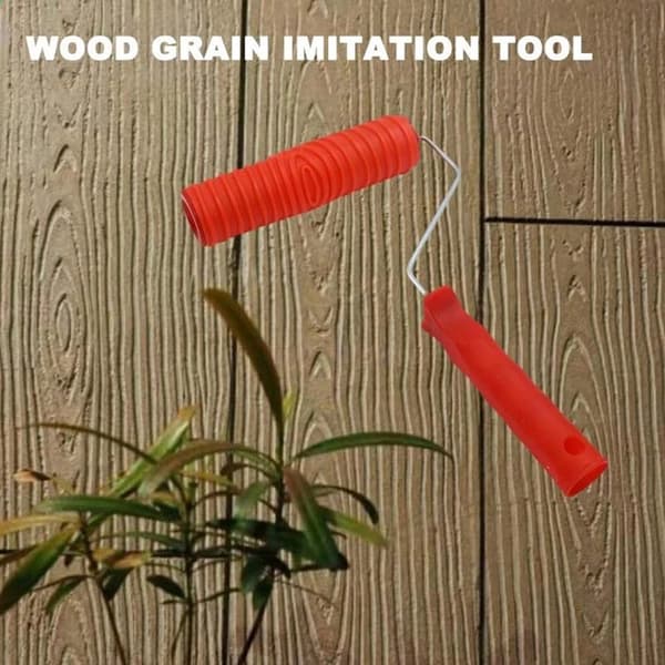 Gummiimitation Trämönster Färgroller DIY Tryck Väggmålningsroller med Handtag
