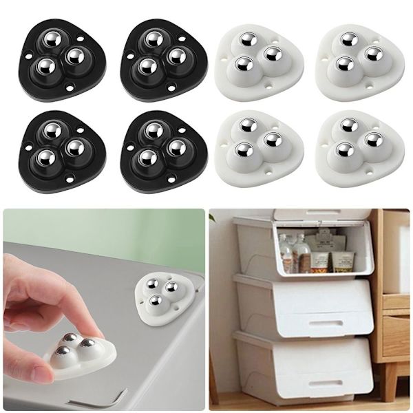 4st självhäftande remskiva Universal 3 pärlor Pulley Mute Ball White