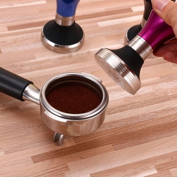 Kaffetamper i rostfritt stål, pulverpressar blue