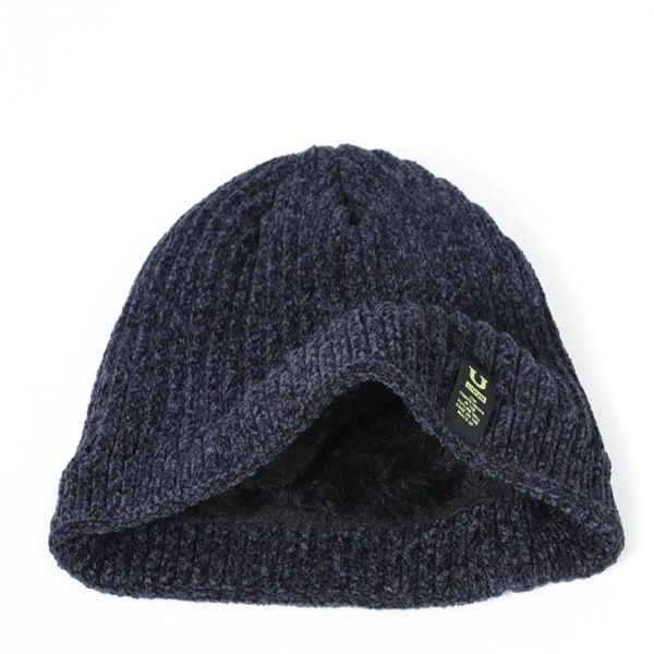 Vinterstickade mössor för män Mjuk Stretchmuff Beanies Cap Varm Slouchy Beanie Hatt red
