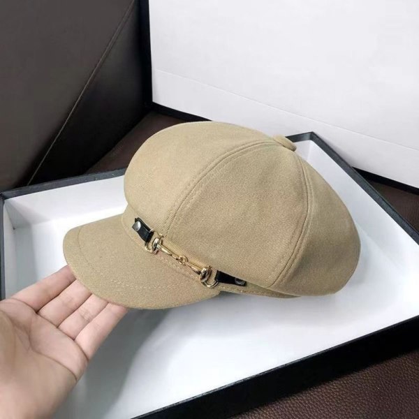 Dam Vintage Basker Hat Justerbar Höst Vinter Hat Mjuk ylle Basker khaki