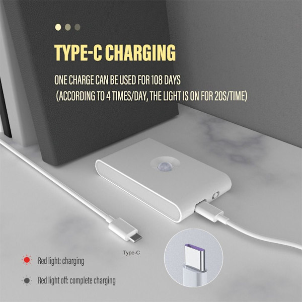 USB trådlöst ljus Människokroppssensor Switch LED Nattlampa