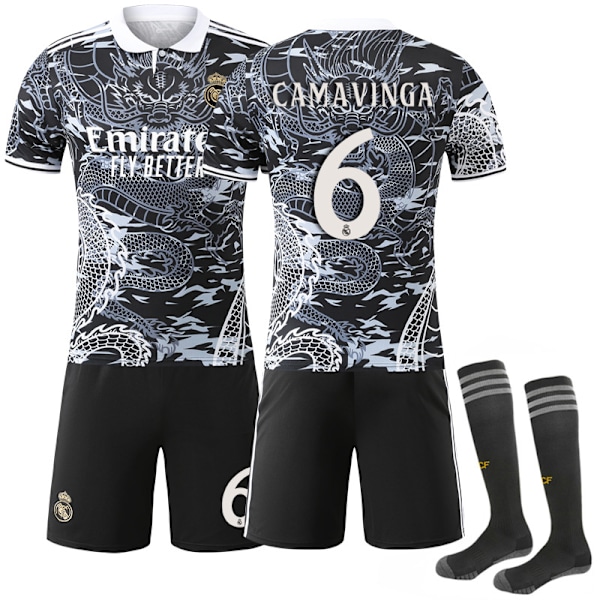 2025-2026 Real Madrid Drage Mønster Special Edition Fodboldtrøje Nr. 6 Camavinga XS