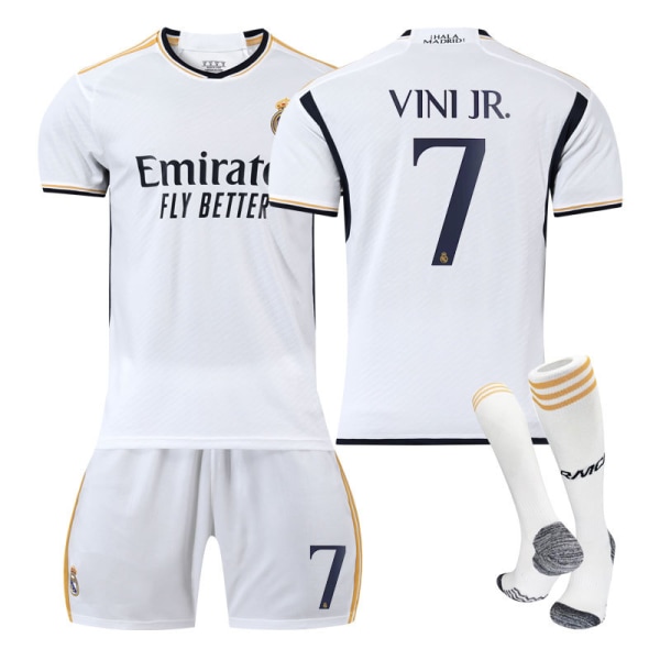 2023-2024 Real Madrid Hemma Fotbollströja för barn Vinicius NO.7 VINI JR S