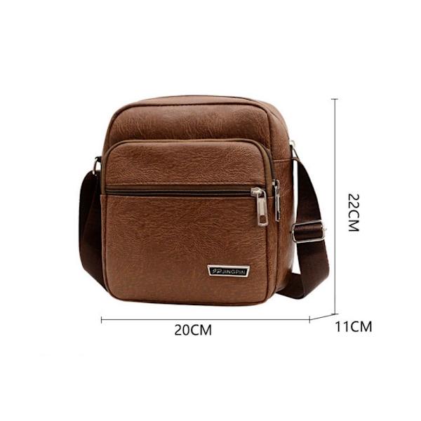Män Casual PU-läder Crossbody-väska Vattentät Handväska med stor kapacitet brown