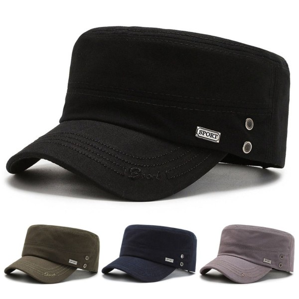 Män Arméhatt Baseballkeps Cap Militär Andningsbar Stridsfiske Platt justerbar cap Navy Blue