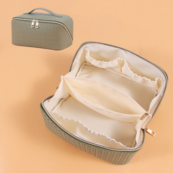Kvinnor Pu Läder Make Up Pouch Portable Washbag Storage Hangbag Pink