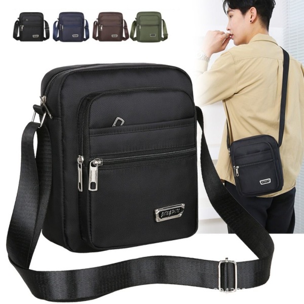 Axelväska för män Business Fritid Handväska med stor kapacitet Multilayer Crossbody-väska black