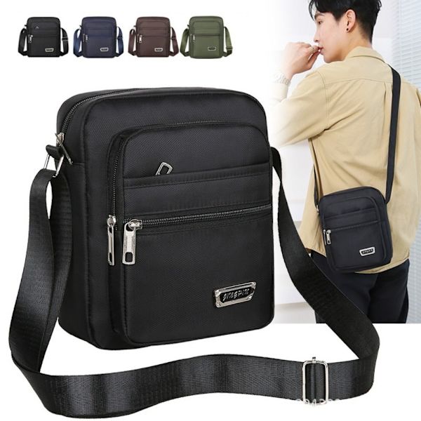Axelväska för män Business Fritid Handväska med stor kapacitet Multilayer Crossbody-väska brown