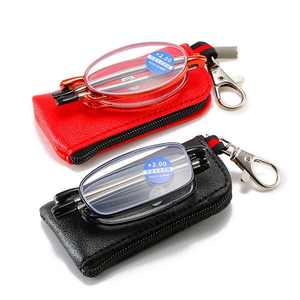 Unisex läsglasögon Ultralätt metallbåge med väska red Strength 300