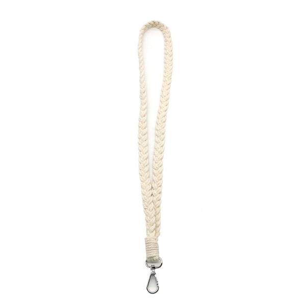 Flätad Macrame-nyckelring för ID-bricka Beige
