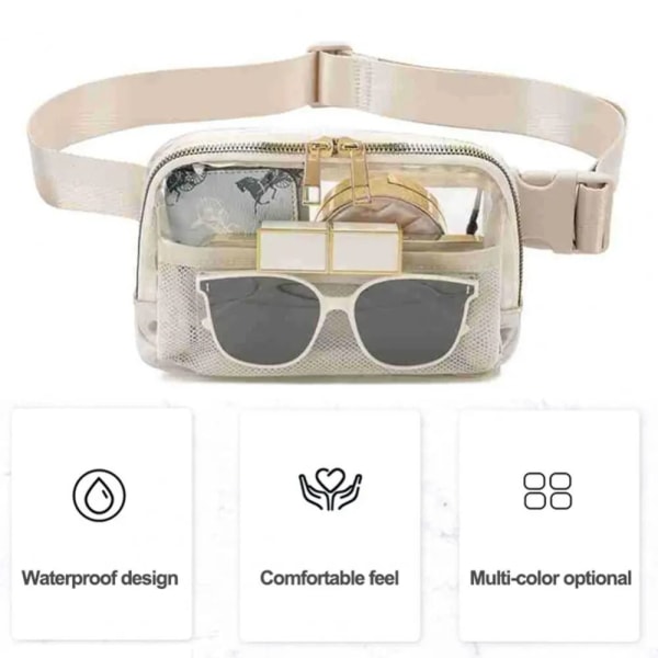 Genomskinlig Fanny Pack bältesväska med stor kapacitet Vattentät dragkedja Transparent midjeväska brown