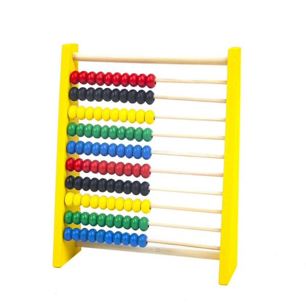 Intelligensutveckling Trä Abacus Barn Tidig Math Educational Learning Toy Yellow-S
