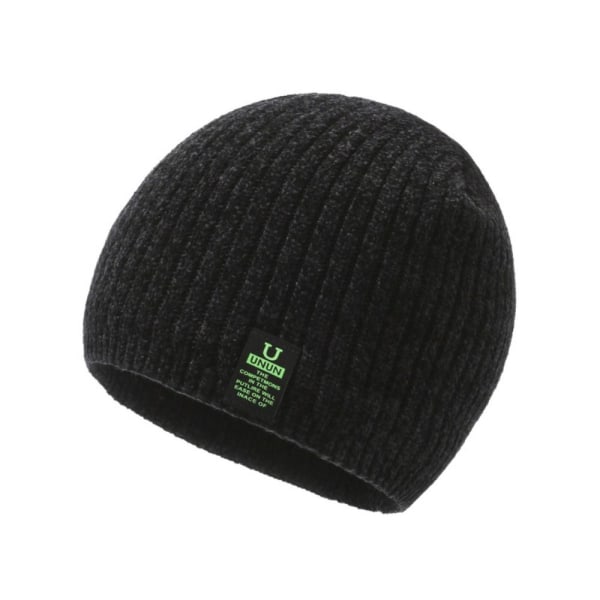 Vinterstickade mössor för män Mjuk Stretchmuff Beanies Cap Varm Slouchy Beanie Hatt black