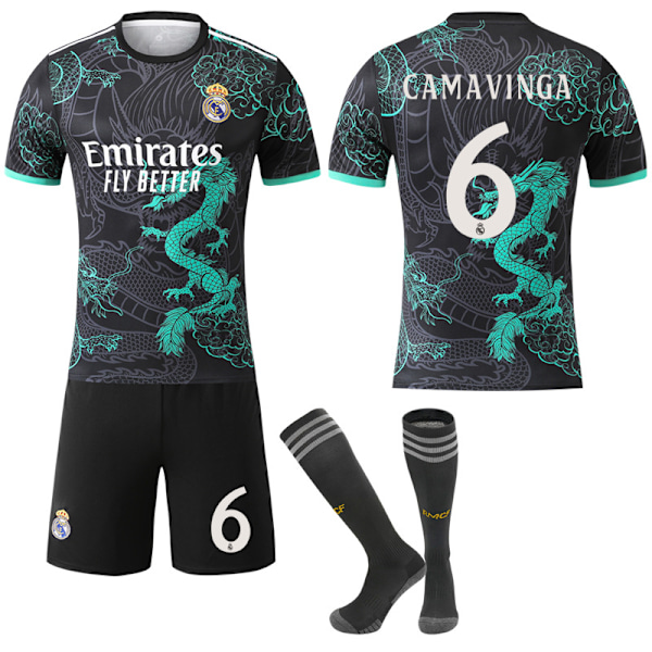 2025-2026 Real Madrid Drage Mønster Special Edition Fodboldtrøje Nr. 6 Camavinga 24