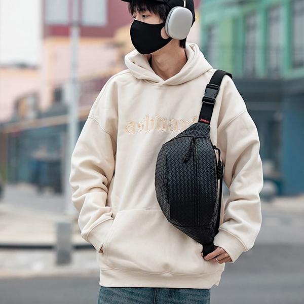 Unisex flätbälte par midjepack Casual Vattentät PU-läder bröstväska Fanny Pack coffee