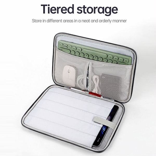 Tablettfodral Case Skyddsväska USB kabelförvaring för iPad Light Grey For 12-13 inch