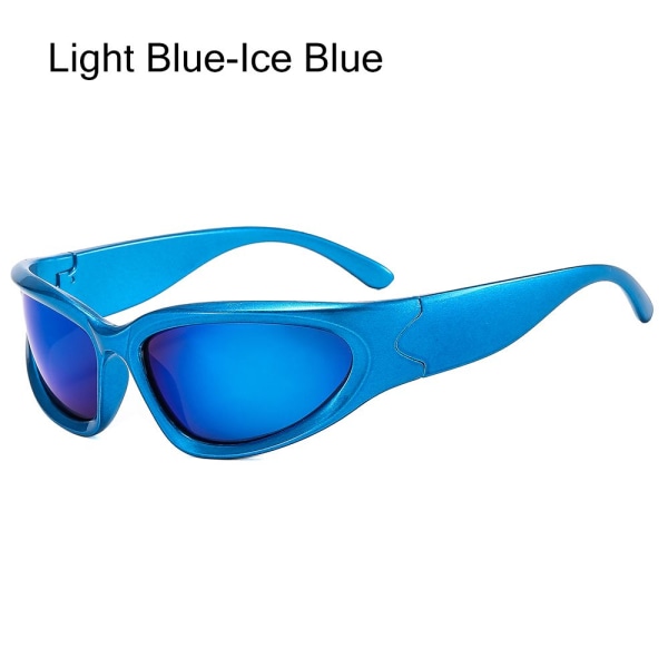 Y2K Wrap Around Solglasögon Vintage Punk Goggle Glasögon Light Blue-Ice Blue