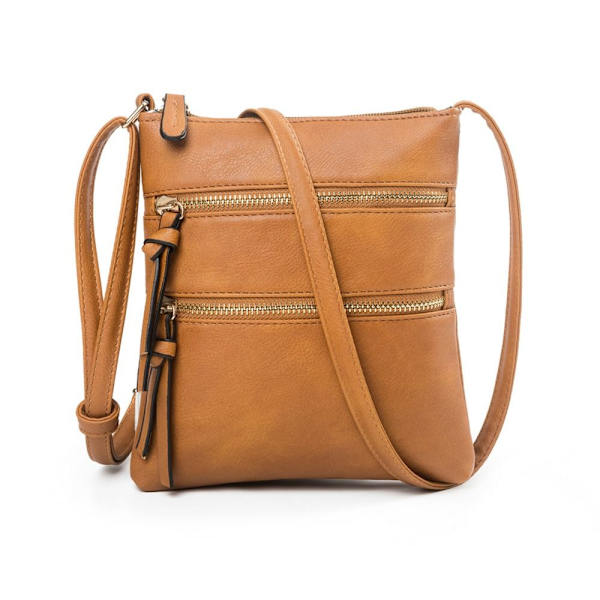 Kvinnor Crossbody Bag Multi Pocket Dragkedja Funktionell axelväska Brown