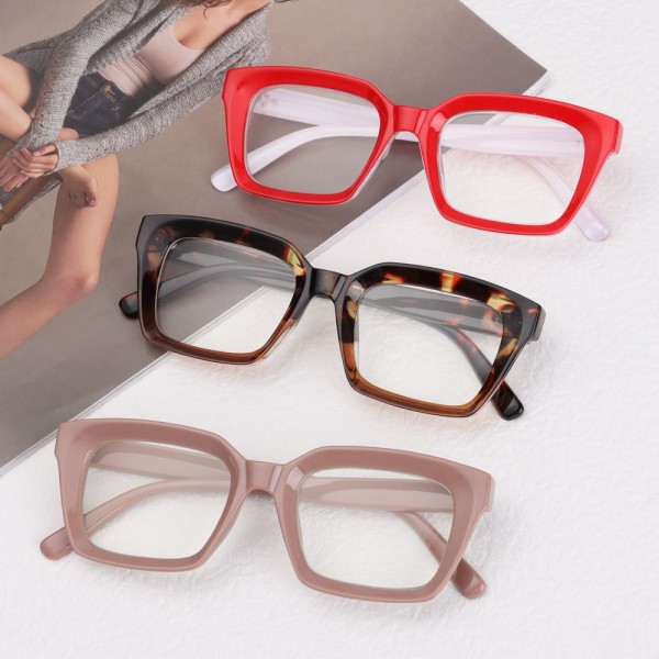 Överdimensionerade fyrkantiga läsglasögon Presbyopia Glasögon +0 Grad Leopard print 0