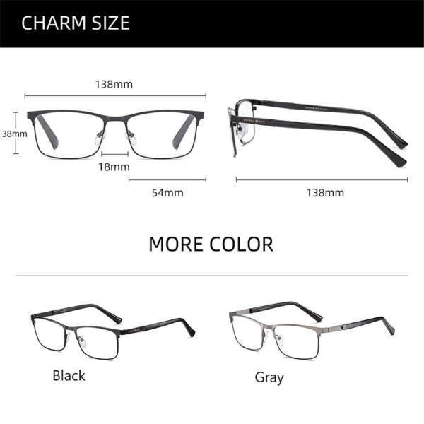 Rostfritt stål Business Läsglasögon för män kvinnor Urltra-light rektangel black